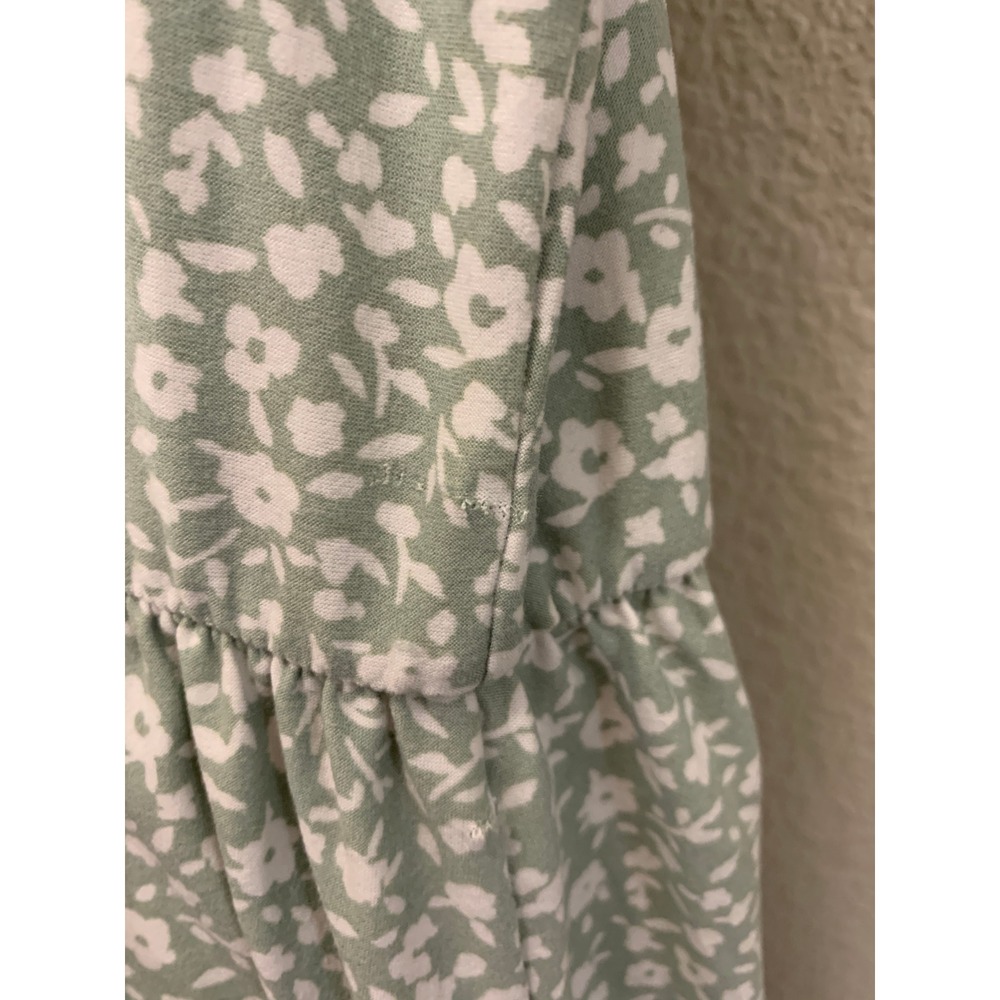 Sage Green Floral Babydoll Dress XXL 19 Puff Sleeve Cottagecore - Picture 7 of 10